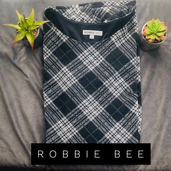 ROBBIE BEE - L BLACK & WHITE CHECKERED DRESS - Picture 7 of 7